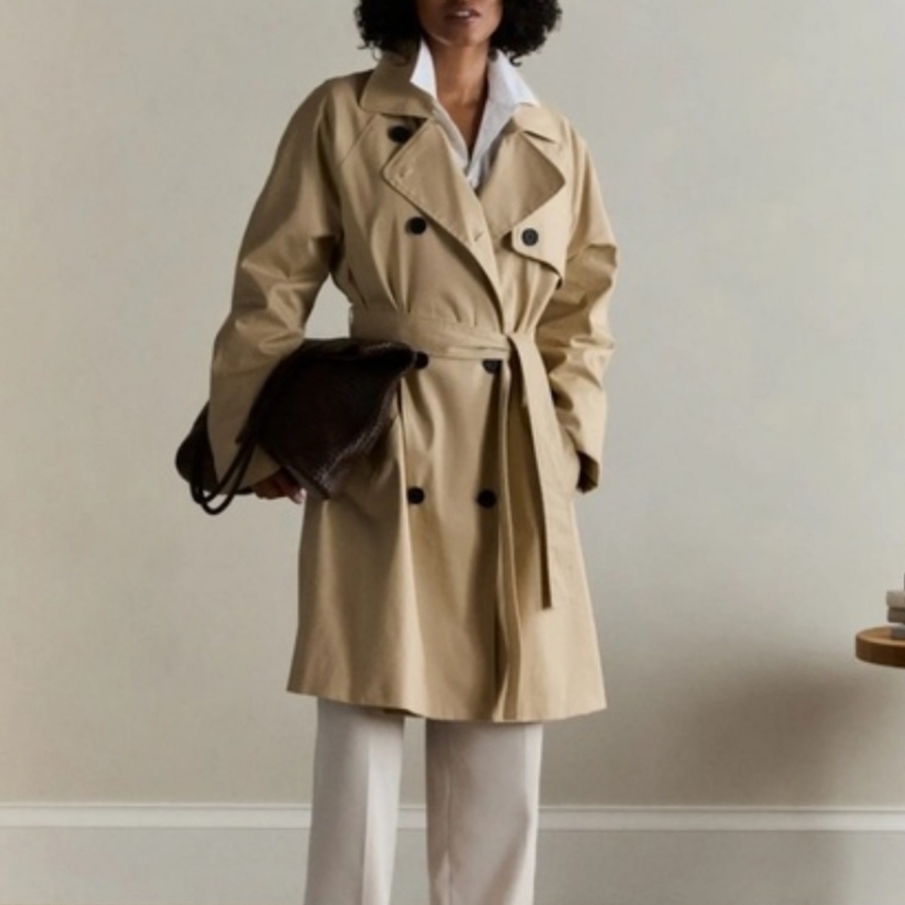 Quince Comfort Stretch Trench Coat Light Khaki Womens NEW